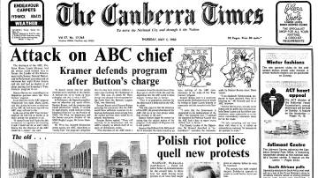 The front page of The Canberra Times on May 5, 1983.