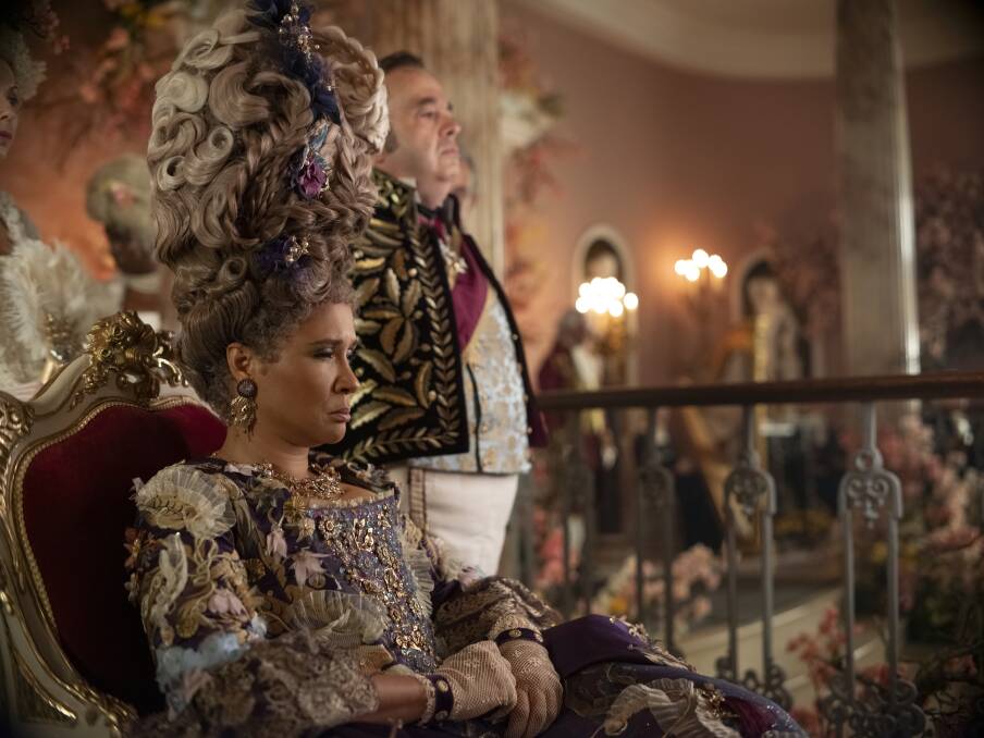 Golda Rosheuvel as Queen Charlotte. Picture Netflix