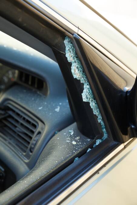A smashed driver's window from a road rage attack. Picture supplied 