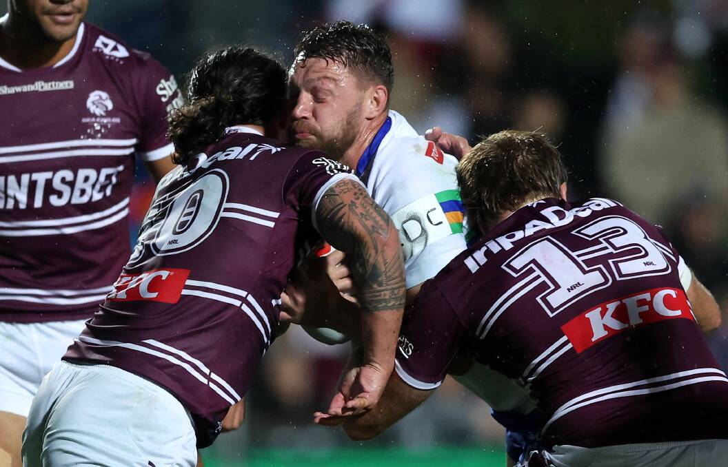 Raiders skipper Elliott Whitehead scored two tries and set one up. Picture Getty Images