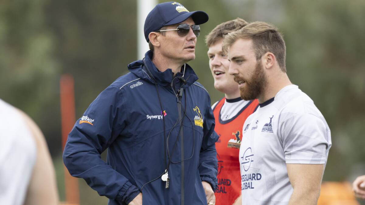 Brumbies coach, Stephen Larkham, during a training run. Picture by Gary Ramage