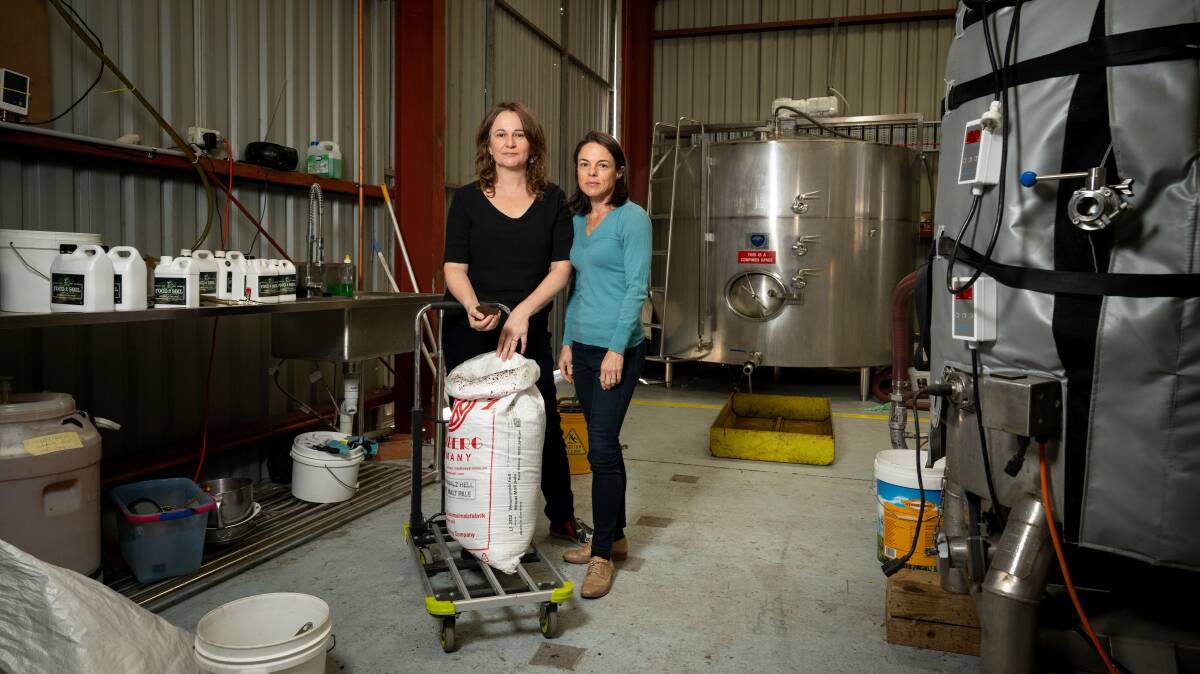 Googong's Annabel Schweiger (left) and Canberra's Josie Grenfell, founders of biofertiliser startup Food2Soil, have felt the pinch of rising costs. Picture by Elesa Kurtz
