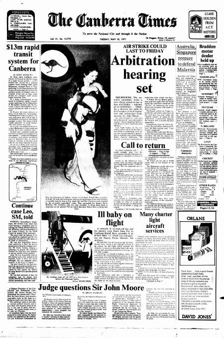 The front page of the paper on this day in 1977.