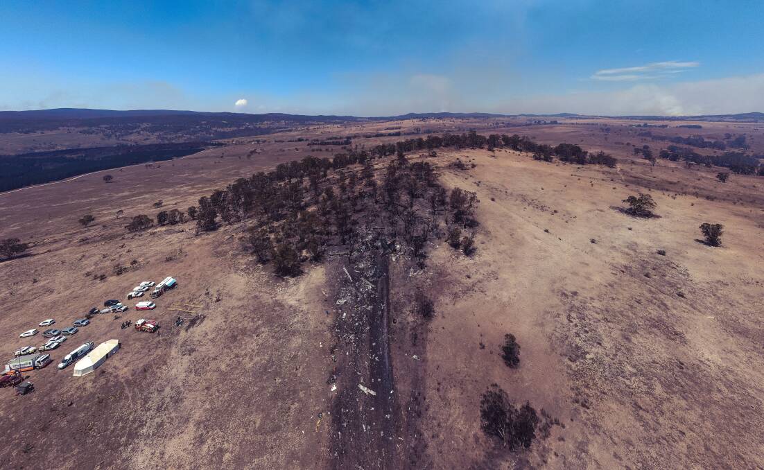 The crash site at Peak View, north-east of Cooma. Picture: NSW Police