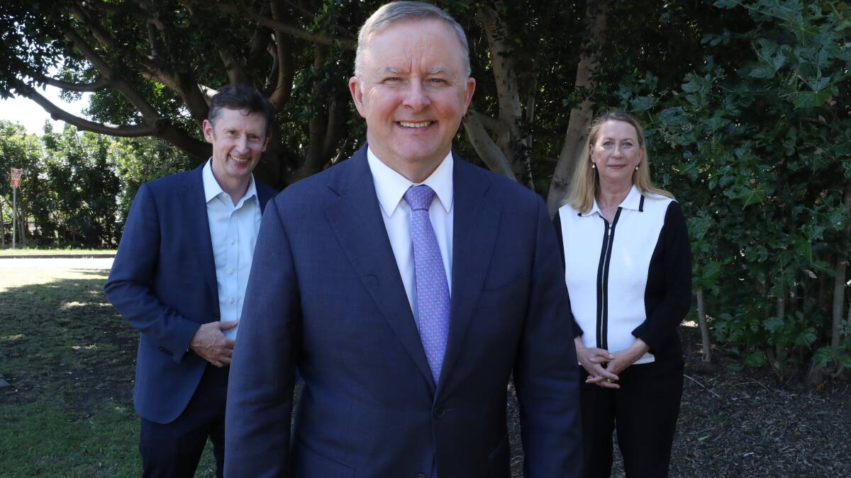 Stephen Jones, Anthony Albanese and Sharon Bird. Labor says regional media was "forgotten" in the 2017 reforms. Picture: Robert Peet