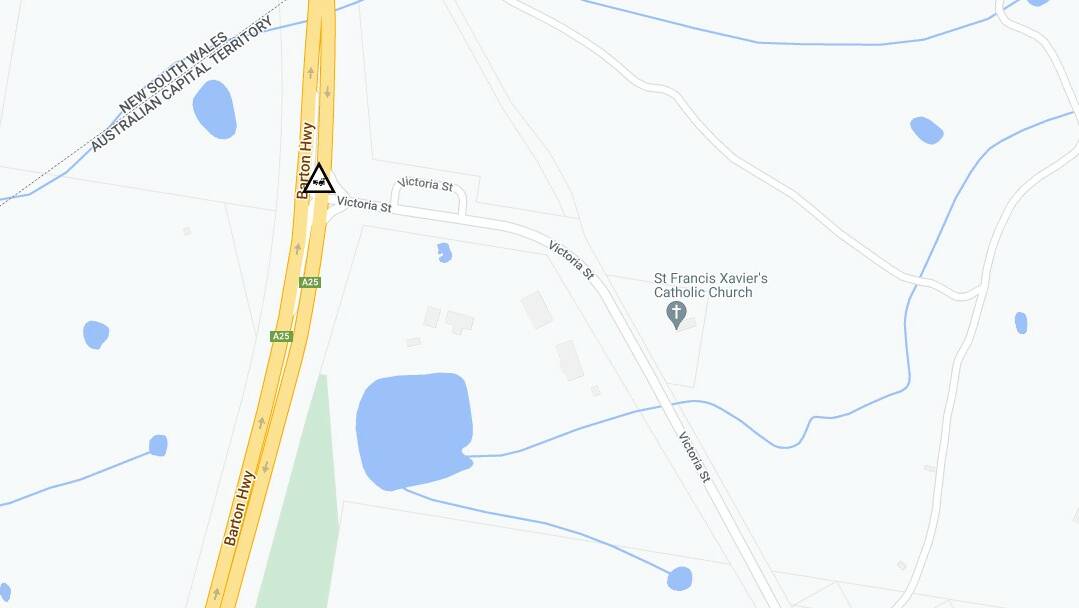 The crash is near the Barton Highway intersection with Victoria Street. Picture screenshot