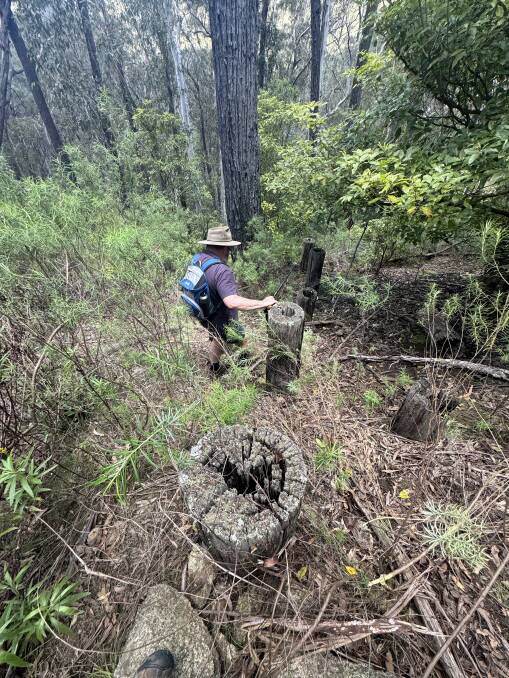 Fellow history hound, David Hanzl documents the extent of the tank traps near Cathcart. Picture by Tim the Yowie Man