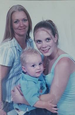 Tara with her mother Trish Winters and son Rhiley in 2005. Picture: Supplied