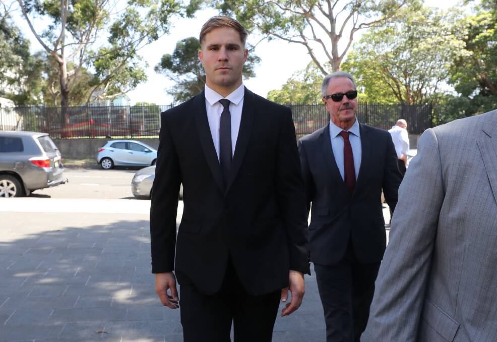 NRL player Jack de Belin broke down in tears when hearing his sister give him a character reference during his sexual assault trial. Picture: Robert Peet