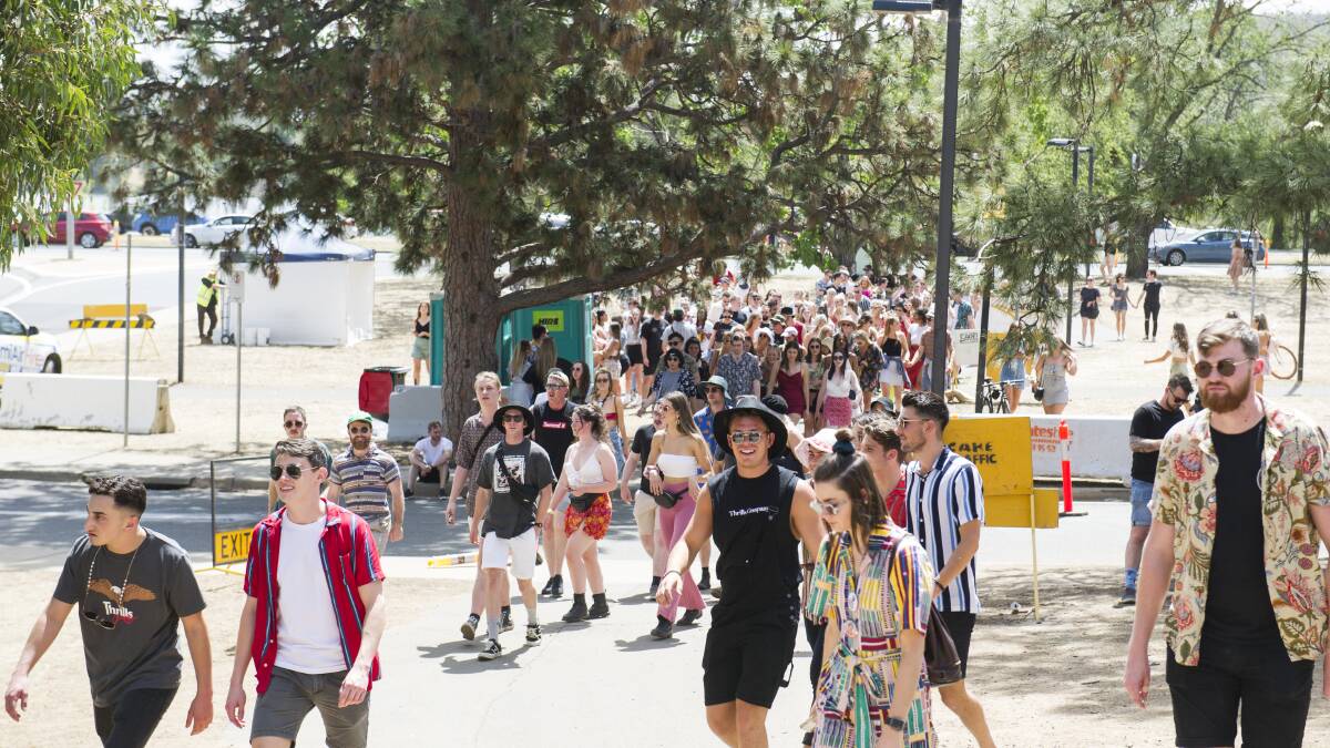 Festivalgoers lining up for Spilt Milk 2019. The last festival I attended. Picture by Dion Georgopoulos 
