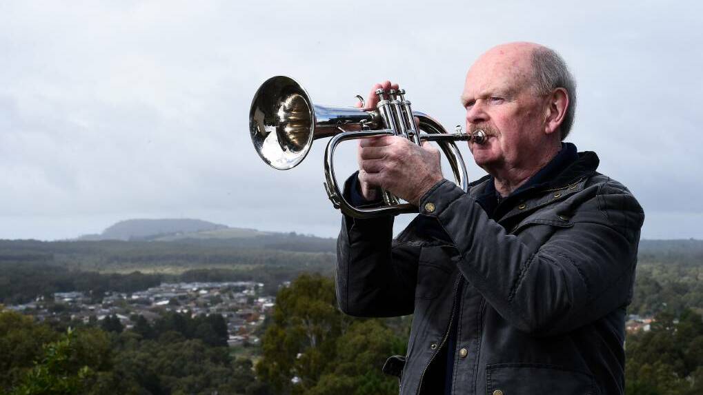 Dennis Hawkes will play The Last Post and the Reveille at the lookout near Sovereign Hill at dawn on Anzac Day. Picture: Adam Trafford