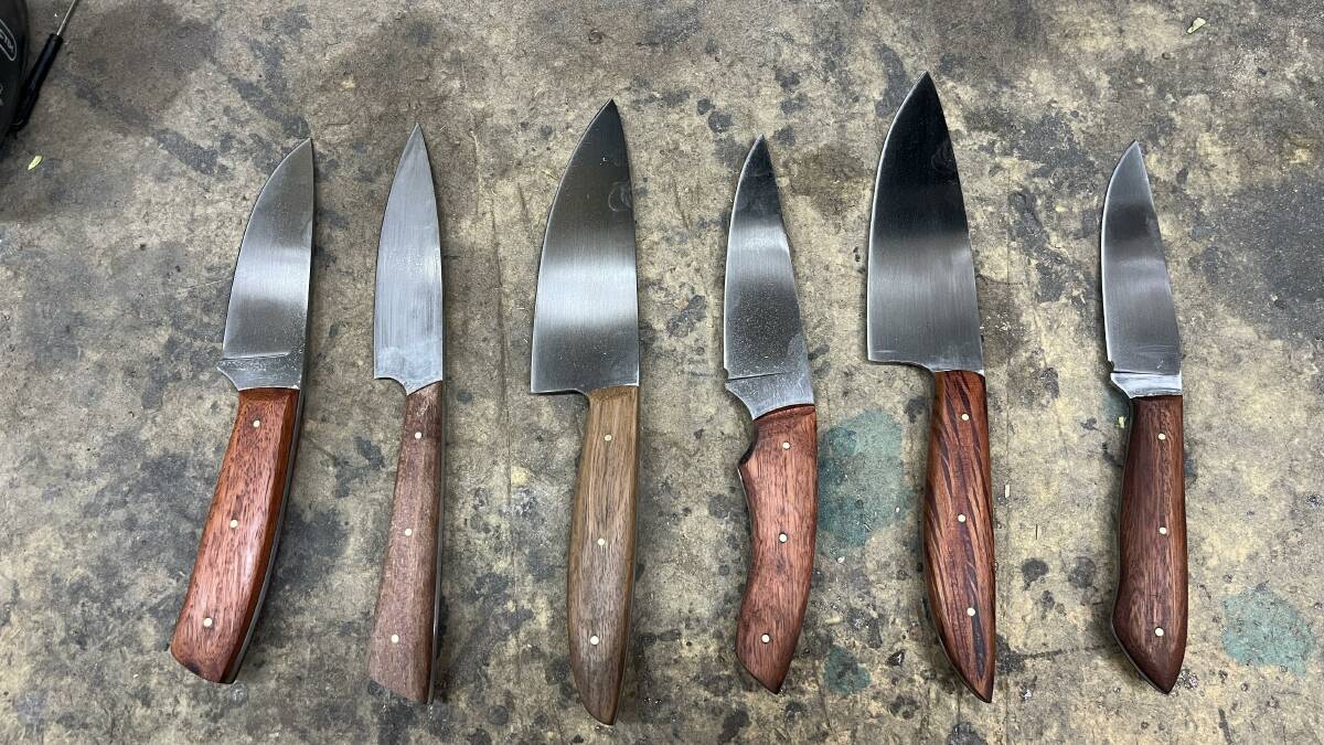 The finished products from the one-day knife making class. Picture by Karen Hardy