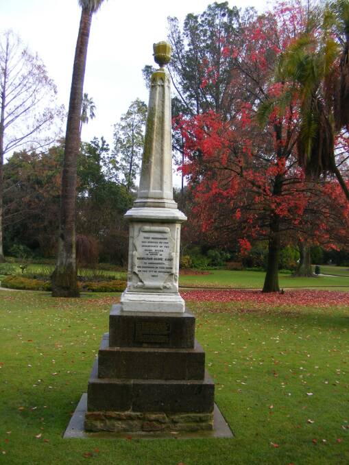 Tribute: The monument to Hamilton Hume which sits in the Albury Botanic Gardens and was dedicated in 1858 and funded by settler Robert Brown.