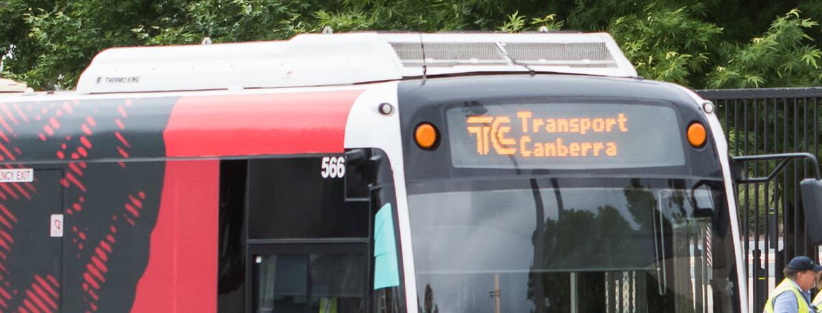 A Transport Canberra bus has been T-boned at a Lyneham intersection. Picture: Elesa Kurtz