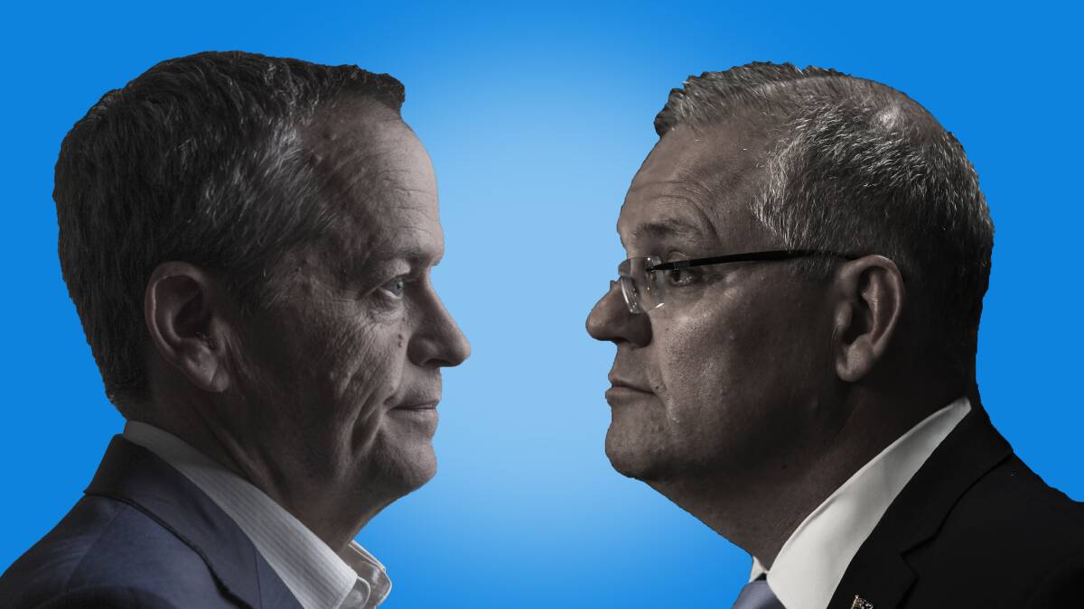 Scott Morrison, right, has maintained his lead on key personal approval ratings over Bill Shorten but the government is well behind Labor.