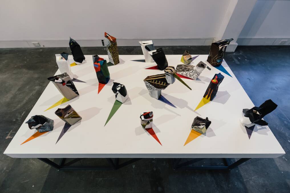 Madeleine Kelly, Canberra Birds: Cute craft for the painting archive, 2019 in I thought I heard a bird. Photo: 5 Foot Photography.