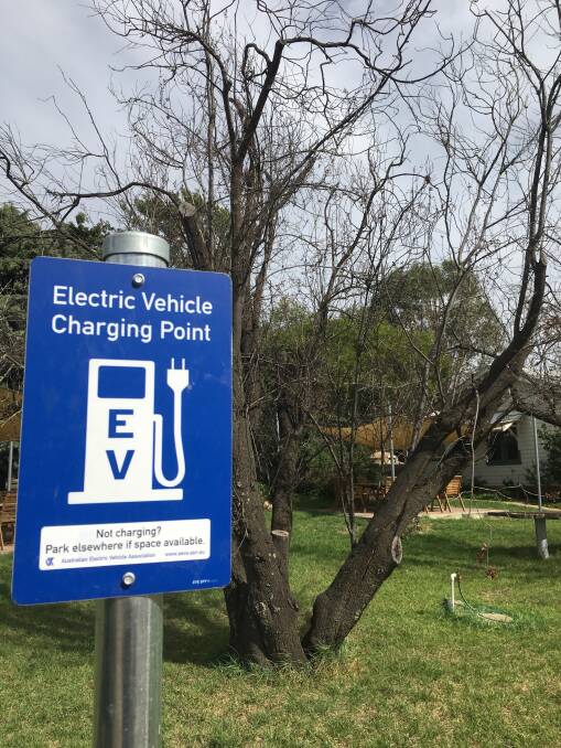An electric vehicle charging port at Strathnairn Arts in Holt. Photo: Tim the Yowie Man
