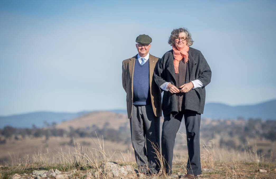 Gough and Margaret's daughter Catherine Dovey and husband Kim Williams check out the new Canberra suburb of Whitlam. Picture: Karleen Minney
