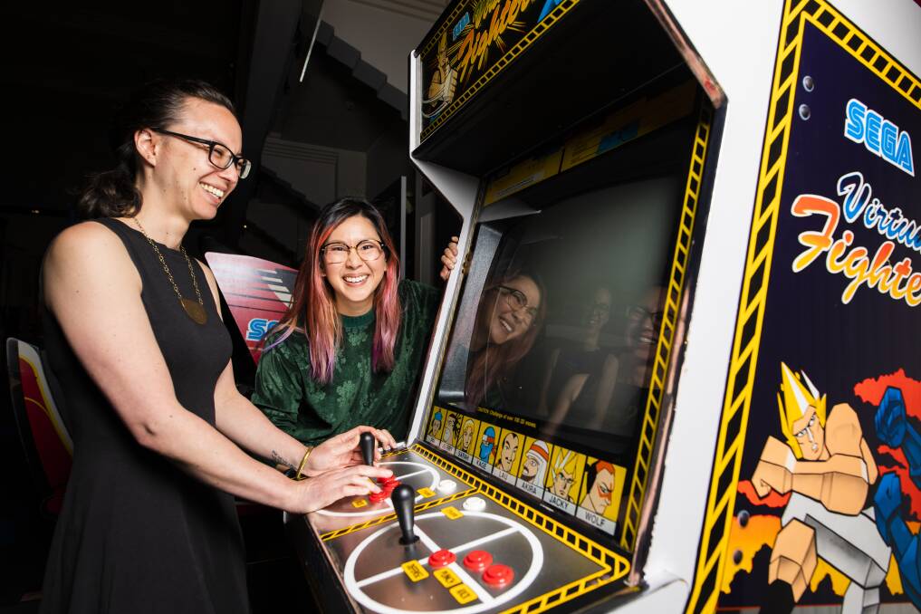 Melbourne-based video game producer Kamina Vincent - who worked on Florence - and ABC's Good Game Spawn Point presenter Angharad 'Rad' Yeo. Picture: Jamila Toderas