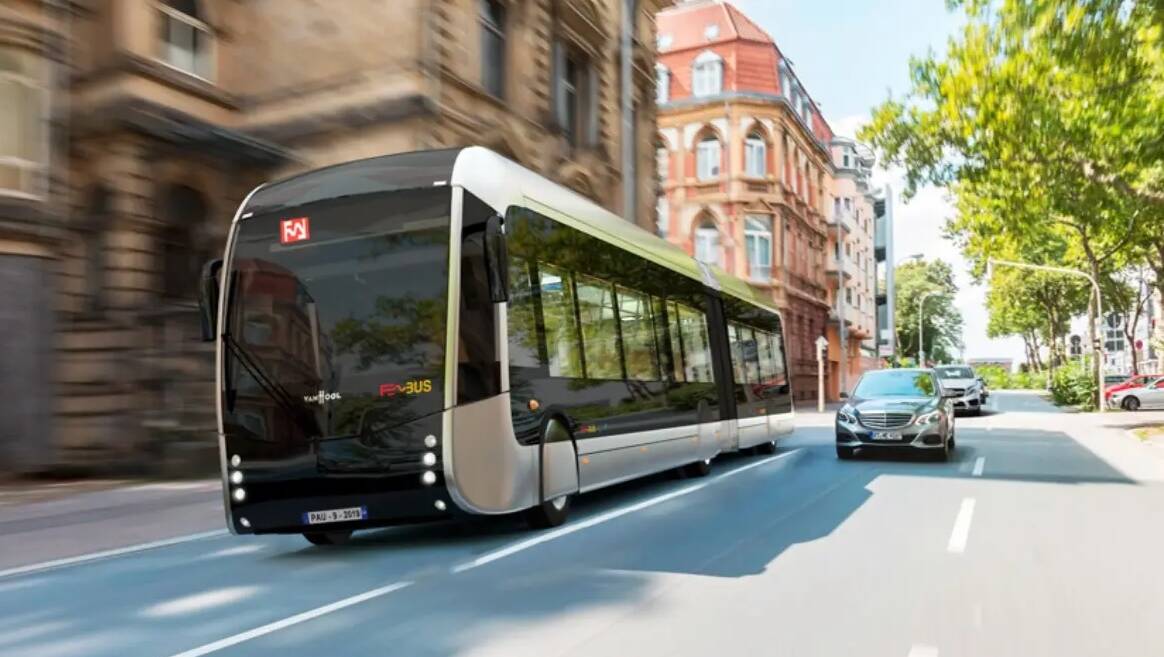 A hydrogen bus on the roads of France's Ville de Pau operated by Keolis. Picture: Supplied