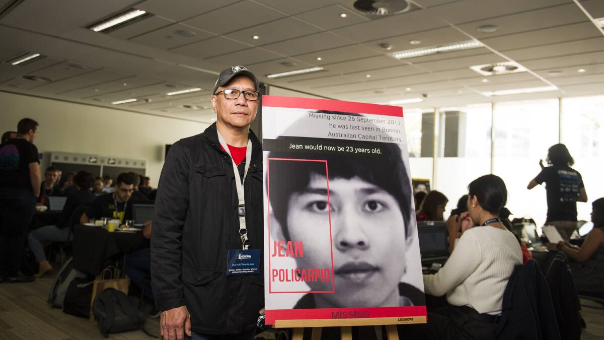 Will Policarpio, father of missing child Jean Policarpio, was a quiet observer at the Canberra hackathon, hoping for fresh news. Picture: Dion Georgopoulos