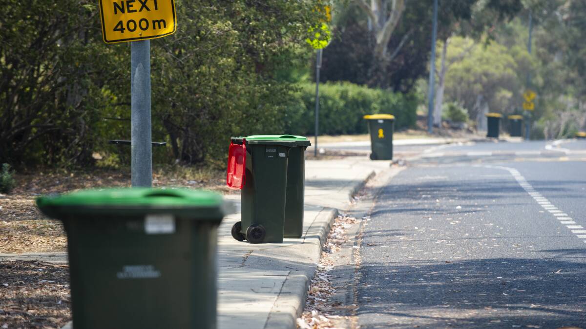 Generic garbage rubbish wheelie bins Canberra. Picture: Dion Georgopoulos