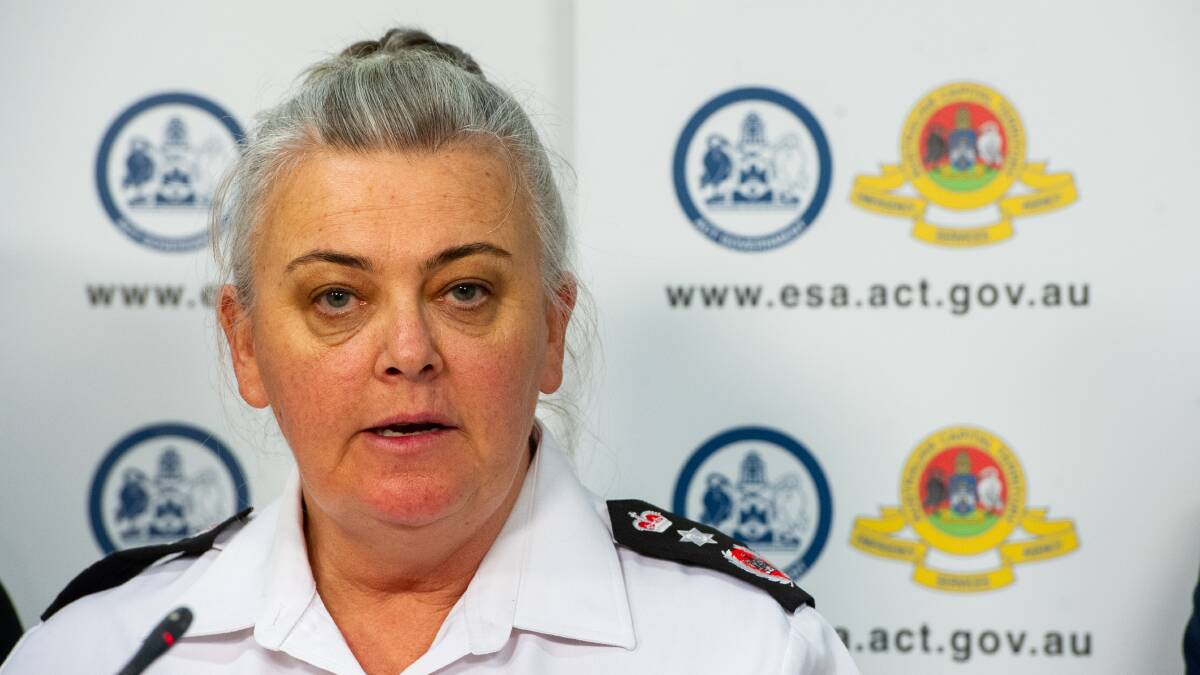 Commissioner of the Emergency Services Agency Georgeina Whelan provides an update on the state of alert earlier this month. Picture: Elesa Kurtz