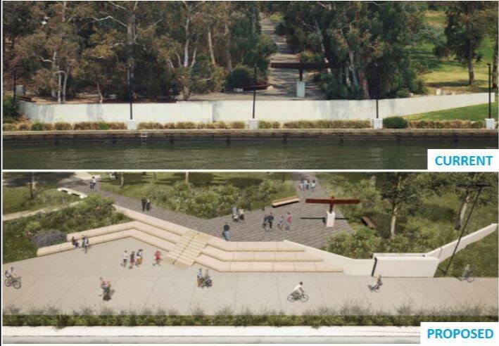 An artist's impression of the upgraded shared path beside Lake Burley Griffin, near the National Gallery's Sculpture Garden