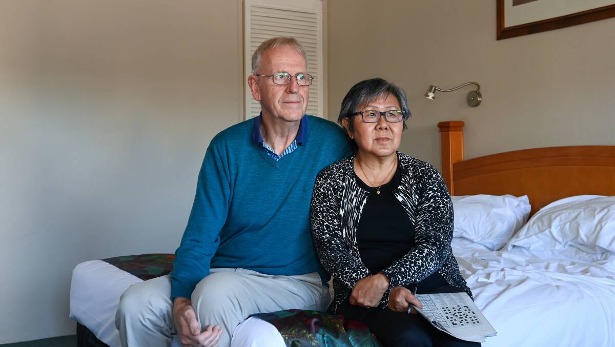 Ross and Helen Muir are ACT residents and have been stuck at the border since Friday.
Picture: Mark Jesser/The Border Mail