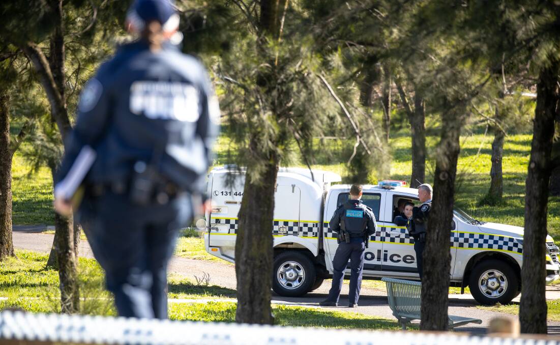 Police cordoning off the area at Weston skatepark where an 18-year-old man was fatally stabbed in the early hours of September 27. Picture: Sitthixay Ditthavong