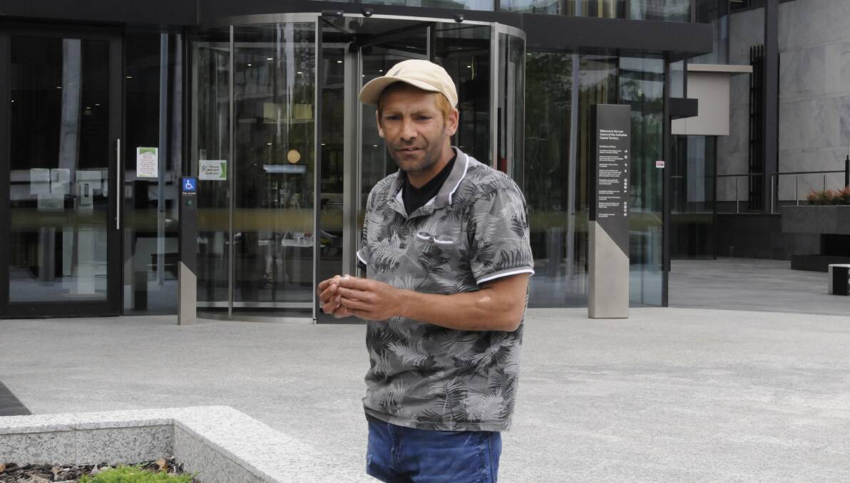Michael John Mundy on Monday outside the ACT courts, where he had a robbery charge withdrawn. Picture: Cassandra Morgan