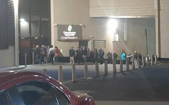 Patrons queue at Queanbeyan Leagues Club as the club manages the restrictions on patron numbers in NSW. Picture: Supplied
