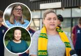 Capital Football boss Samantha Farrow and Sport Minister Yvette Berry, top inset, and Elizabeth Lee, bottom. Main picture by Karleen Minney