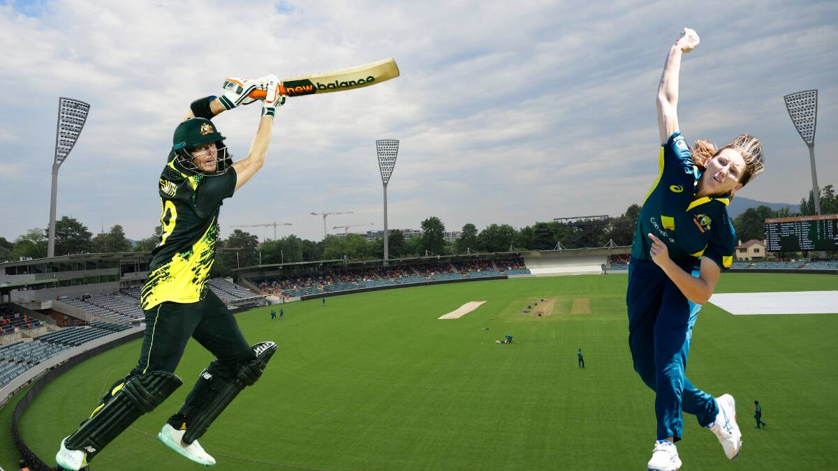 The Australian women's team, right, will return to Manuka Oval next summer but the men's team will bypass the capital. Pictures by Keegan Carroll