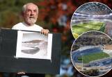 Ken Murtagh with one of the original designs for Canberra Stadium. Main picture by Gary Ramage