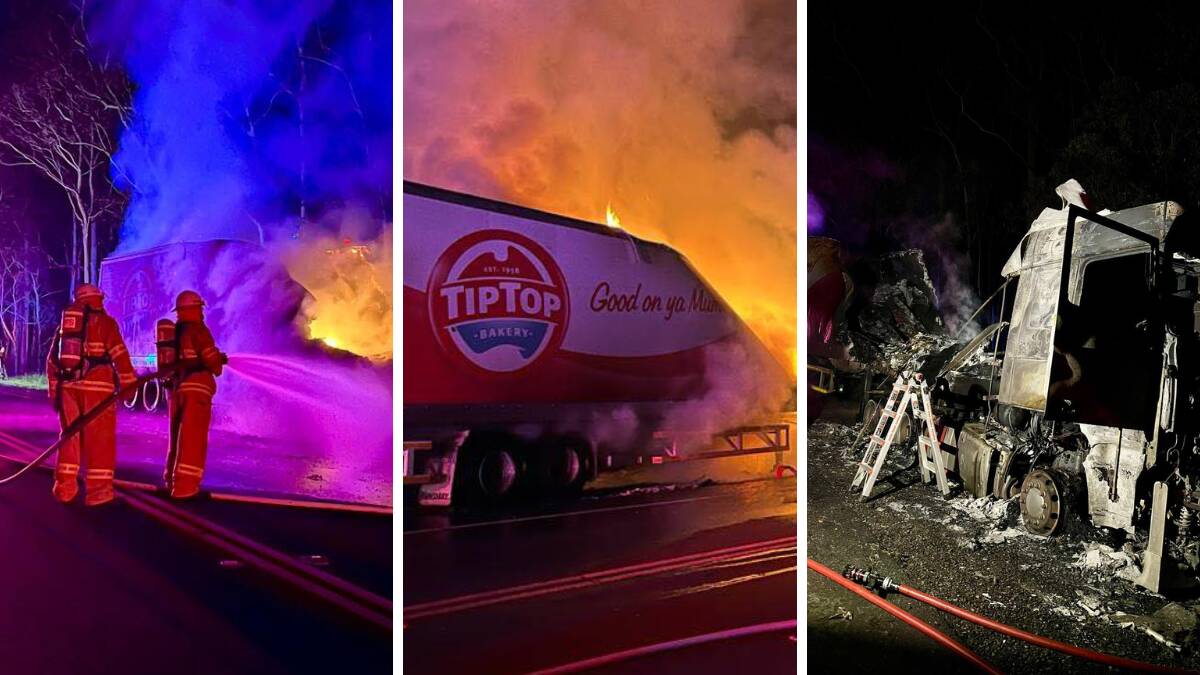 Firefighters extinguished a fire on a bread truck on the Kings Highway on Tuesday morning. Picture NSW RFS