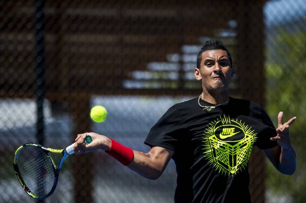 Nick Kyrgios checks out the new courts at the Canberra Tennis Centre.  Photo: Jay Cronan