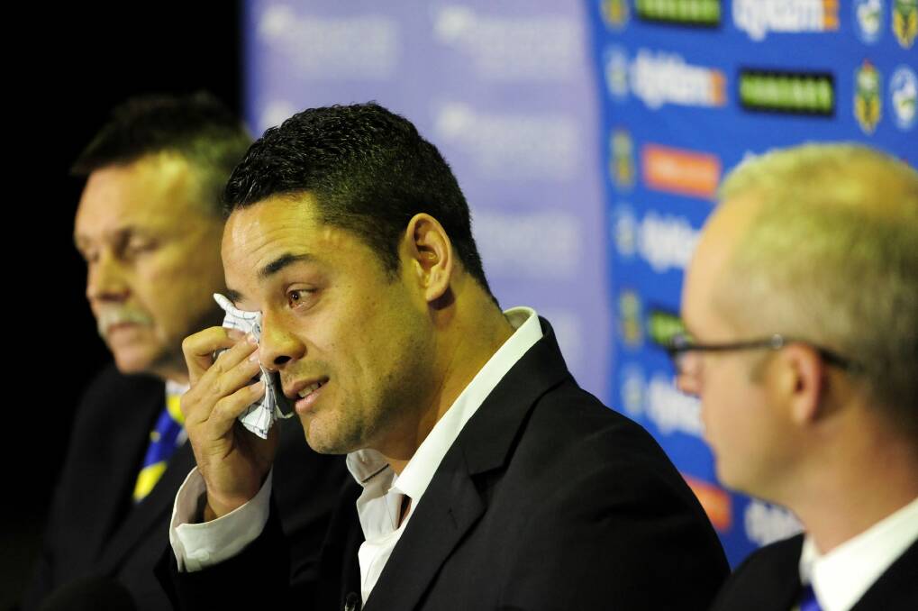 Jarryd Hayne announces his decision to leave rugby league for the NFL. Photo: Getty Images