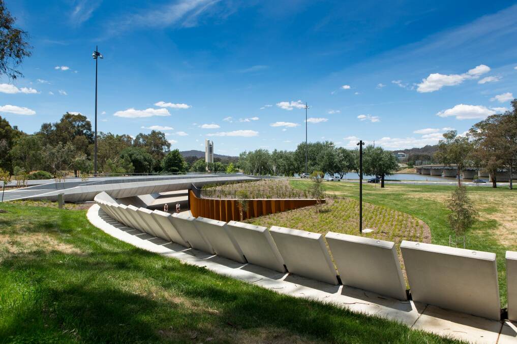 Canberra's Bowen Place Crossing was won a 2016 national architecture award. Photo: Brett Boardman Photography