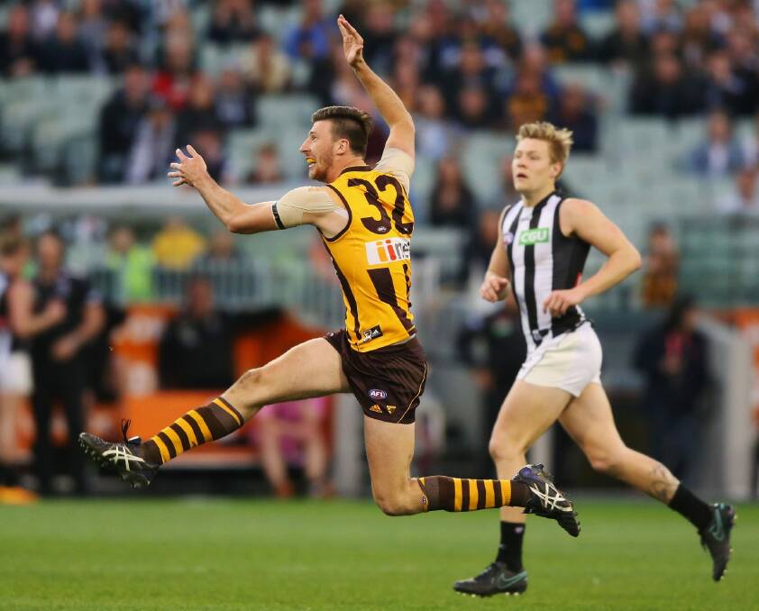 Game changer: Jack Fitzpatrick's late goal sealed a tense win against Collingwood. Photo: Getty Images