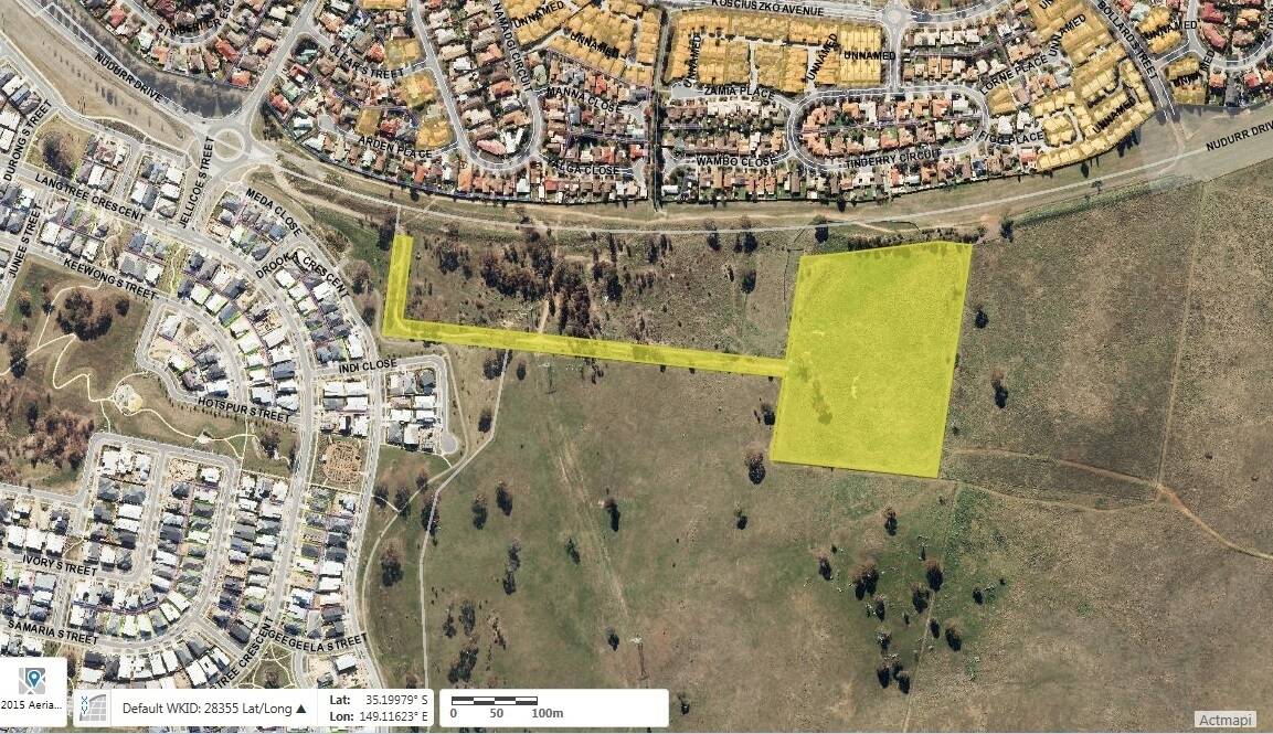 The asbestos dump site in Gungahlin from the Commonwealth clean-up 25 years ago. Photo: ACTMap