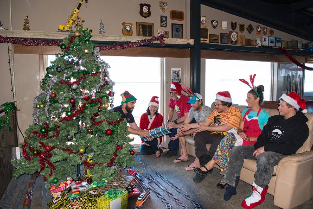 The station's tree is very well loved and probably due for a replacement soon. Photo: Barry Becker/Australian Antarctic Division