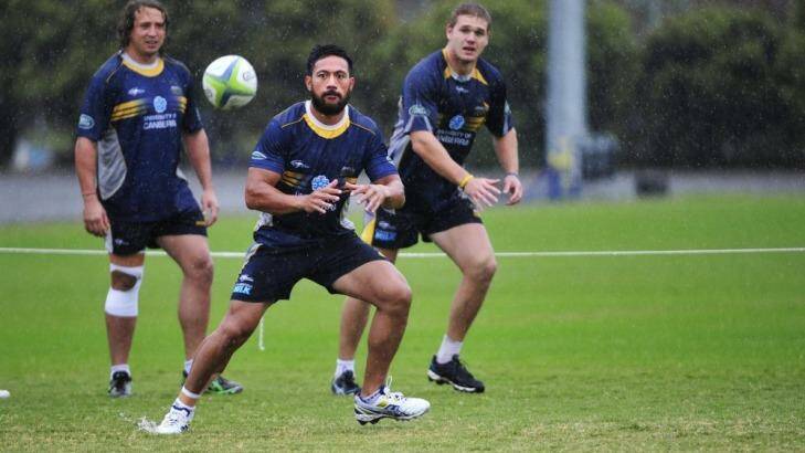 Brumbies player Christian Lealiifano during training at the AIS on Monday. Photo: Melissa Adams