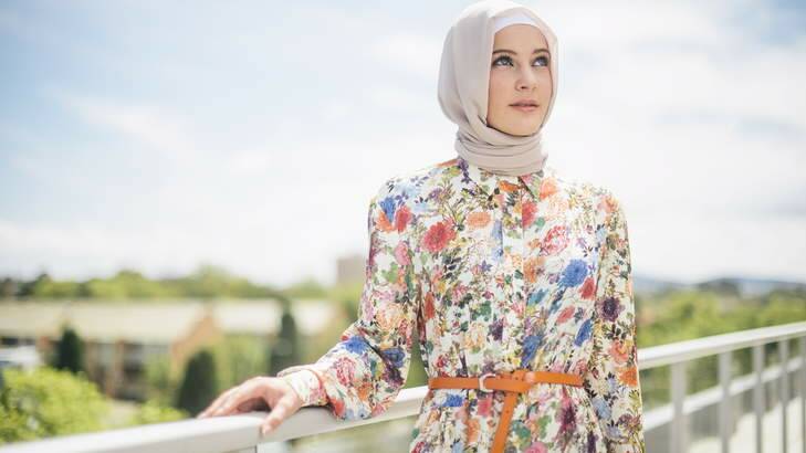 Fashfest model Emma Dobbie wearing a dress from Hijab House in Kingston. Photo: Rohan Thomson