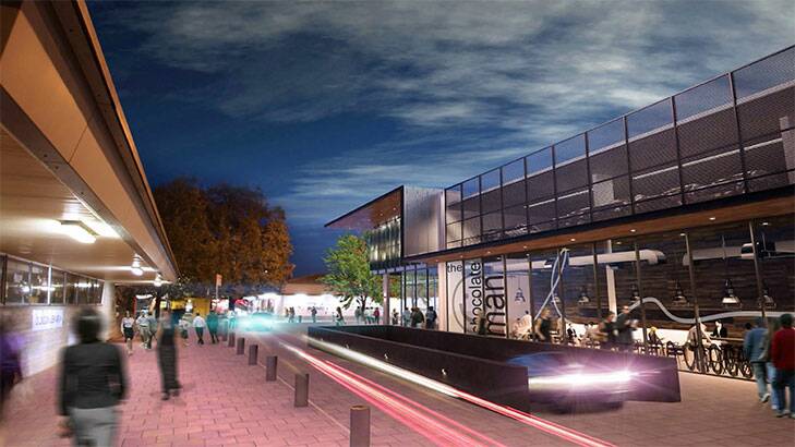 An artists' impression of the new commercial and residential precinct in Dickson. Photo: Cox Architects