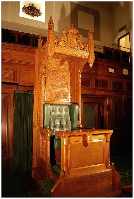 Historic Speaker's Chair at the Museum of Australian Democracy. Photo: MOAD