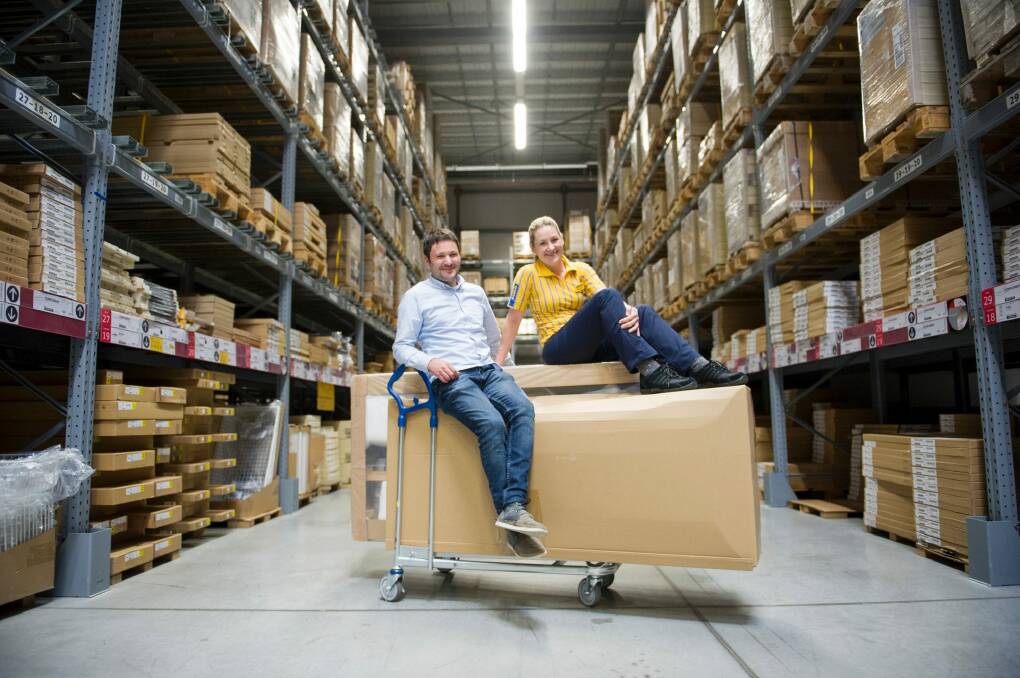 IKEA Canberra's multi channel manager Michael Donath and store manager Charmaine Hick, launching online shopping and home delivery with Canberra being the first to get it in Australia.