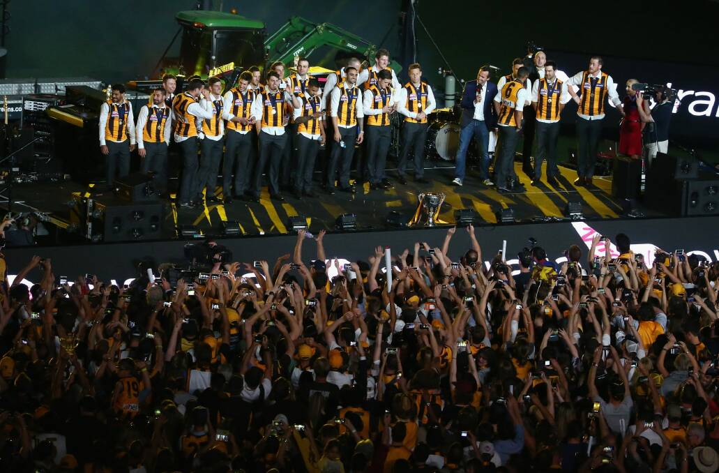 The Hawks acknowledge their fans after the grand final. Photo: Getty Images