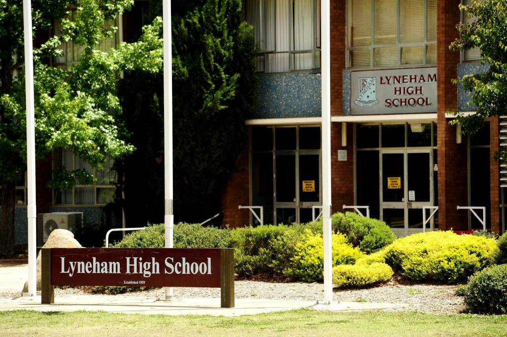 Lyneham High School was placed into lockdown on Friday morning after a student came to school armed with a knife. File picture.  Photo: Stuart Walmseley