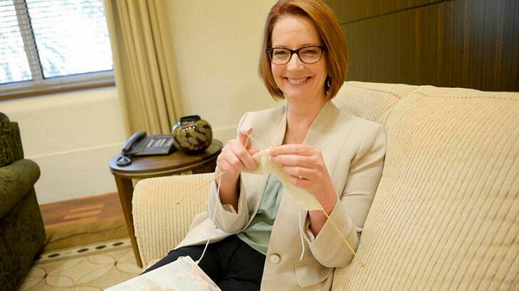 Julia Gillard knitting.